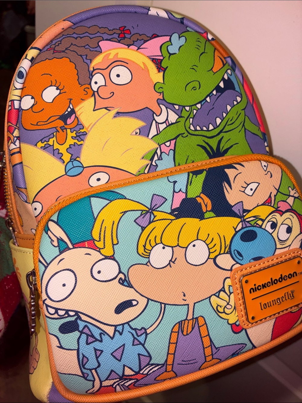 Loungefly Rugrats Multi-Color Kids Mini Backpack - Green, Purple, Orange, Blue